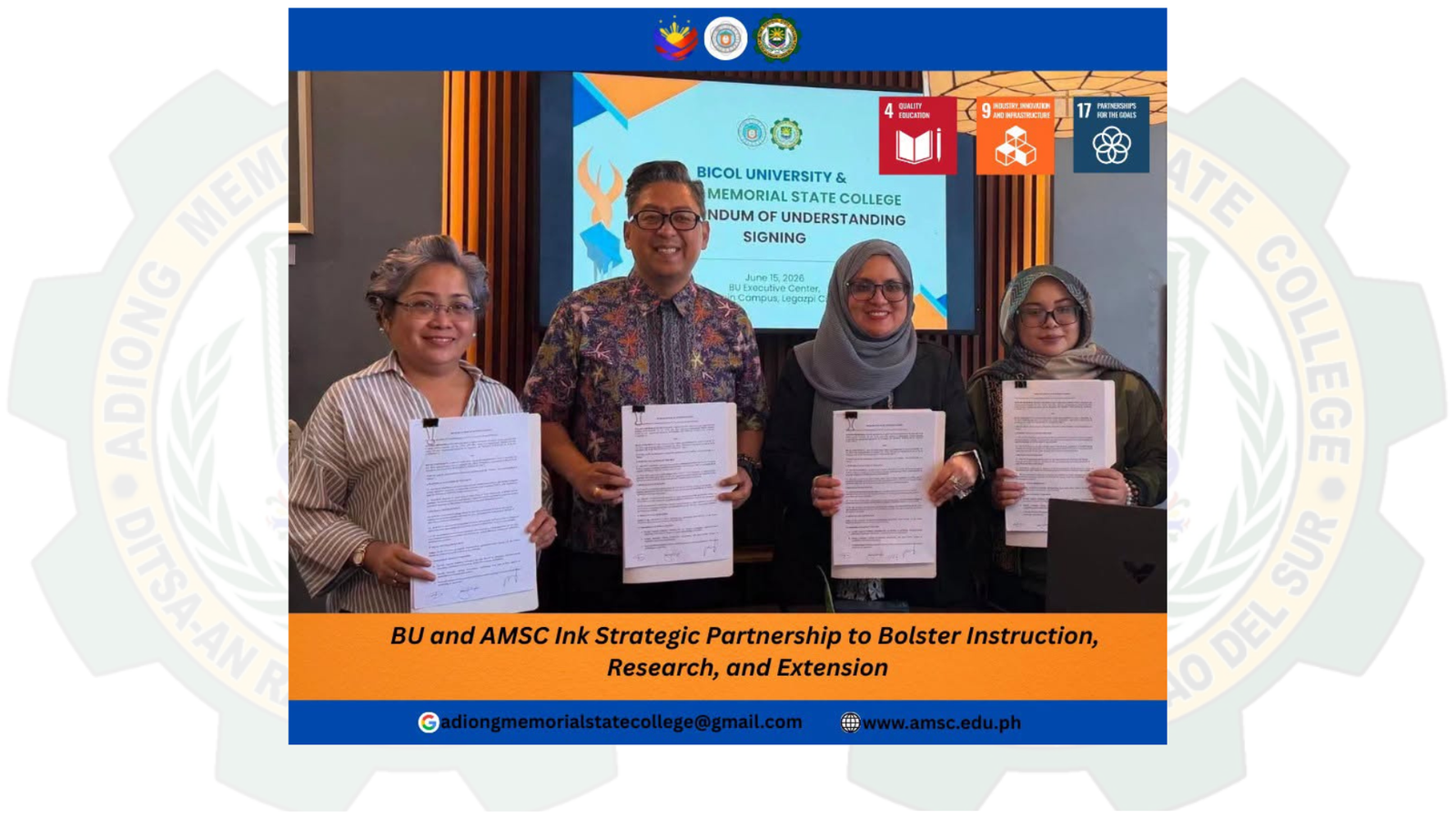 Bicol University and Adiong Memorial State College ink Strategic Partnership to Bolster Instruction, Research, and Extension